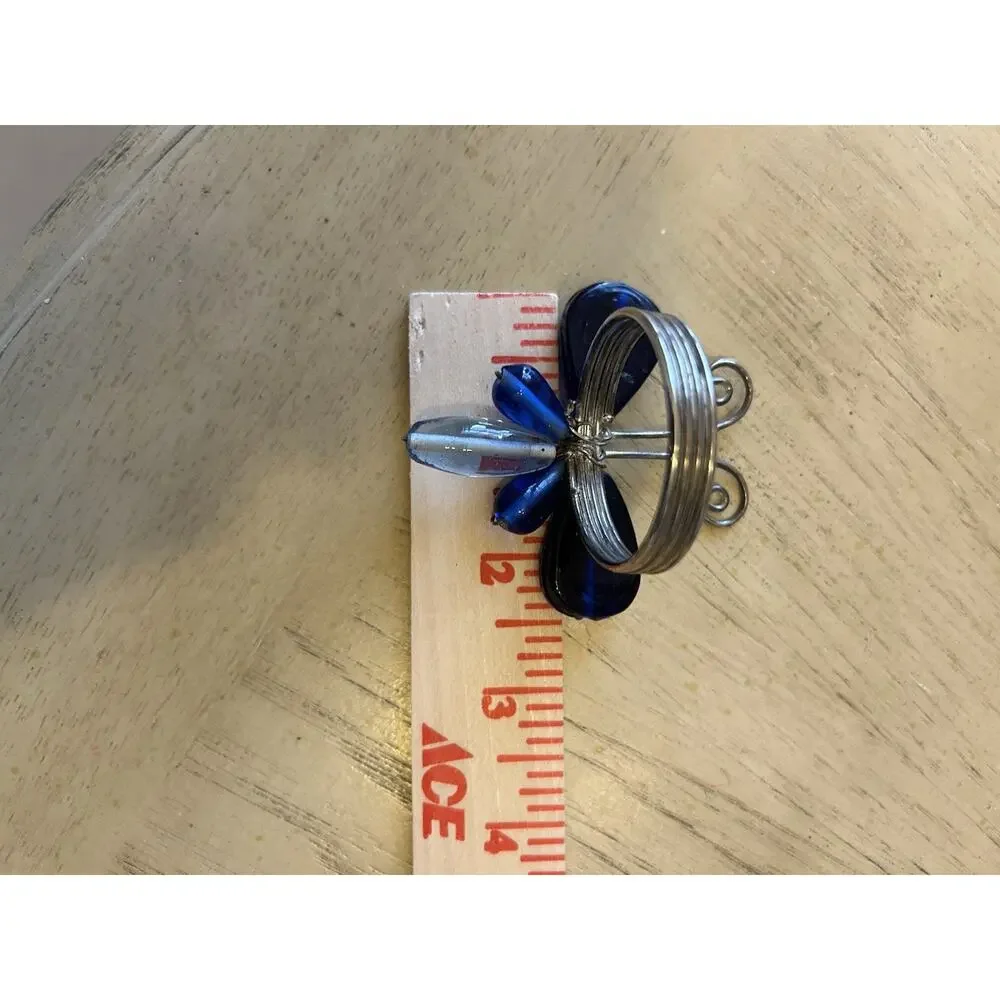 2 Vintage Butterfly Napkin Rings Blue Glass Gems Dragonfly Artsy Boho Pier 1?